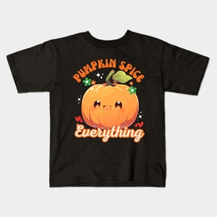 Cute Kawaii Pumpkin Spice Everything Fall Season Funny Thanksgiving Kids T-Shirt